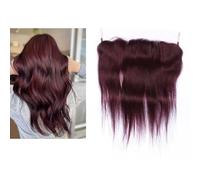 Larafona Hair Human Lace Frontal Real Hair Dark Red Burgundy 99J# Brazilian Virgin Hair Frontal 12inch/30cm