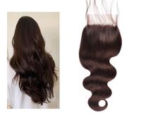 Larafona Hair Lace Closure Human Hair Body Wave 4"x4" with Baby Hair Dark Brown 2# 100% Remy Human Hairpieces 10inch/25cm