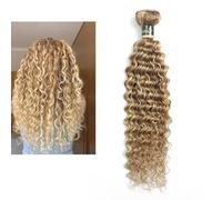 Larafona Human Hair Bundles Blonde Highlights Sew in Weave Deep Wave, 100% Remy Hair Extensions Curly 8/613# 100g/pc 22inch/55cm
