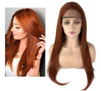 Larafona Human Hair Glueless Full Lace Wig for Women Auburn Red Color 33# 100% Remy Natural Hair Silky Straight Pre Plucked 16inch/40cm