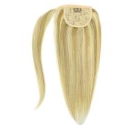 Larafona Human Hair Ponytail Hair Extensions Brown Hair Mixed with Blonde Straight Hair Style with Clip 100% Remy Hair Extensions 14inch/35cm