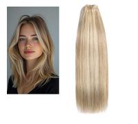 Larafona Human Hair Weft 9A Brown Highlights with Blonde Silky Straight Hair 100% Virgin Remy Weaving Extensions P8/613# 28inch/70cm