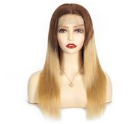 Larafona Ombre Blonde T4/27# Human Hair Lace Front Wig For Women Silky Straight 100% Remy Hair Transparent Lace Pre-Plucked 16inch/40cm