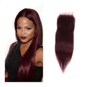 Larafona Real Human Hair Lace Closure Dark Red Burgundy 99J# Brazilian Virgin Remy Hair Closure 10inch/25cm