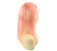 Larafona Real Human Hair Wig Pink Color BoB Style for Women Full Lace Wig Brazilian Virgin Remy Hair Natural Hairline 12inch/30cm