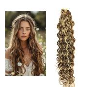 Larafona Tape in Hair Extensions - Real Human Remy Brown Highlights with Blonde Natural Wavy - 20pcs, 50g, 12inch/30cm