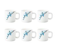 Larah by Borosil Mimosa Opalware Mug Set, 6 Piece, White, 180 Ml