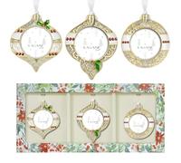Laraine Christmas Tree Ornaments - Onion Shaped Decorative Hanging 2025 Holiday Keepsake Gift Pendant with 2” Photo Frame Insert for Picture (Gold, 3 Pieces (2025))