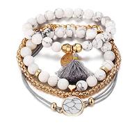 Larancie Beaded Bracelet Set Love Wrist Chain Stacking Bangle Tassel hand chain for Women and Couples Boho Bracelet Jewelry 4PCS