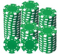 LaRandom 100 Pcs 11.5 Gram Poker Chips ABS Monte Carlo, 40 mm Bingo Chips Tokens Markers Blank Counting Bulk for Blackjack, and Card Night Poker Games(Green)