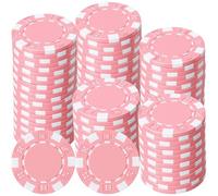LaRandom 100 Pcs 11.5 Gram Poker Chips ABS Monte Carlo, 40 mm Bingo Chips Tokens Markers Blank Counting Bulk for Blackjack, and Card Night Poker Games(Pink)