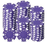 LaRandom 100 Pcs 11.5 Gram Poker Chips ABS Monte Carlo, 40 mm Bingo Chips Tokens Markers Blank Counting Bulk for Blackjack, and Card Night Poker Games(Purple)
