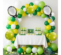 LaRandom 108 Pcs Tennis Party Decorations Tennis Balloon Arch Garland Kit White Green Yellow Foil Latex Balloons for Sports Themed Birthday Women Men Party Decorations Supplies