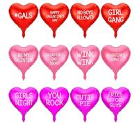 LaRandom 24 Pcs Galentine's Day Heart Balloons 18 Inch Foil Heart Shaped Love Balloons for Galentine's Day Decoration Friends Party Decor Valentines Party Decorations
