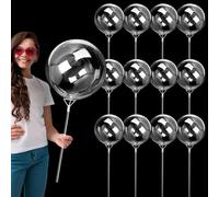LaRandom 24 Pieces Bubble DIY Balloon Baby Shower Decor Include 12 Pcs Large Sticks with Big Cups 12 Pcs 24 Inch Helium Bobo Balloons for Christmas Wedding Birthday Graduation Party Decoration