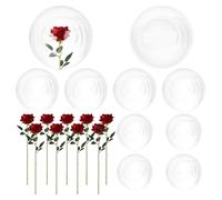 Larber 10pcs Bobo Clear Balloons with Rose, 2 SizesClear Round Balloons, Transparent Balloons for Filling for Valentine's Day, Decoration, Parties, Weddings, Birthdays and Anniversary Celebrations