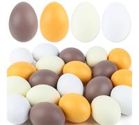 Larber 20 PCS Neutral Easter Plastic Eggs 2.4 Inch 4 Color Plastic Fake Egg Easter Eggs for Bowl, Vase Filler for DIY Spring Displays and Easter Decorations