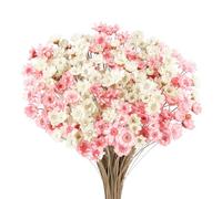 Larber 300PCS Dried Flowers Brazilian Small Daisy Decorative Dried Flowers White Pink Mini Daisy Mini Dried Baby's Breath Chamomile Bouquet for Holiday Party Decoration Diy Home Wedding Arrangements
