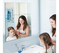 Larber 6 PCS Self Adhesive Mirror Tiles, 20 x 20CM Acrylic Mirror Stickers, Removable Wall Sticker Mirrors, Square Plastic Mirror Decal for Home, Living Room, Bedroom, Bathroom Decor