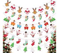 Larber Christmas Decorations Hanging Bunting Garland, 6 Pack Christmas Hanging Paper Banners Bunting Garland for Xmas Window Fireplace Office Decoration (6PCS)