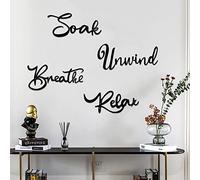Larber Relax Soak Unwind Breathe Wall Decor Metal Letters Wall Art Hanging Decorative Letters for Living Room Bedroom Laundry Bathroom Spa Washroom Decorations, Black