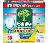 L'arbre vert Lemon Water Soluble All-in-1 Dishwasher Tablets 30 Doses