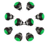 Larcele 10 Pieces 12mm Waterproof Push Button Automatic Return Button Switch ANKG-01 (Green)