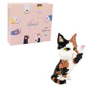 Larcele Cat Micro Building Blocks Animal Set Age 12+, DIY Mini 3D Building Toy Bricks Kit,1137 Pieces KLJM-05 (Red Tabby)