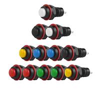 Larcele Latching Push Button Switch 2 Pin Plastic Round Switch, Mounting Hole 10mm,12 Pieces ANKG-09(Mix Color)