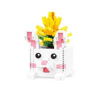 Larcele Micro Building Blocks Set, Dog and Flower, DIY Mini 3D Building Toy Bricks,501 Pieces KLJM-08 (Rabbit, Yellow Agave)