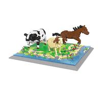 Larcele Mini Building Blocks Animal Set, DIY Micro 3D Building Toy Bricks,2018 Pieces KLJM-04(Cow, Horse, Sheep)