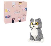 Larcele Mini Building Blocks Animal Set, DIY Micro 3D Building Toy Bricks, 985 pcs KLJM-05 (Scottish Fold)