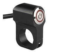 Larcele Motorcycle Handlebar Switch Motorbike Headlight Push Button Switch with Ring and Power Symbol Indicator Light, Universal Diameter 25mm SBKG-07 (Black Cover, Red Indicator Light)