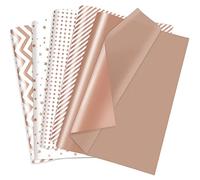 Larcenciel 50 x Rose Gold Tissue Paper 70 x 50 cm, Shiny Metallic Silk Paper Packaging, Shredded Gift Paper Decoration for Parties, Moms, Weddings, Birthdays, Parties, Bags, Parcels, Pompom, Flowers,