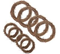 Larcenciel 8 Pack Christmas Wreath Grapevine Wreath Dry Rattan Natural Wreath DIY Crafts Natural Grapevine Wreaths for Xmas Door/Wall Decor Hand-woven Halloween Wreath(2 Sizes 20CM 10CM)