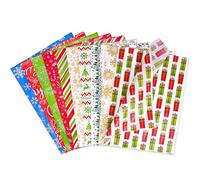 Larcenciel Christmas Tissue Paper, 100 Sheets Tissue Paper for Gift Bag & Wrapping Gift, Colourful Xmas Gift Wrap, Snowflake Reindeer Bell Xmas Wrapping Paper for Packaging, Craft, DIY, Decor, 35x50cm