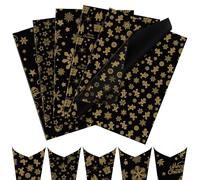 Larcenciel Christmas Tissue Paper, Metallic Black Gold Tissue Paper for Wrapping Gift & Gift Bag, Snowflake Xmas Tree Gift Wrap for Christmas Party DIY (50x30cm, 50 PCS)