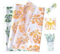 Larcenciel Ginkgo Leaf Tissue Paper for Wrapping Gifts, 60 Pcs Spring Fall Tissue Paper Sheets for Packaging, Matte Green Orange Gift Wrap for Birthday, Harvest, Thanksgiving, DIY Crafts, 50×35CM