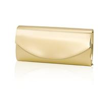 Larcenciel Gold Clutch Bag, Patent Leather Mirrored Women's Clutches w/Chain, Smooth Curved Evening Handbag, Elegant Crossbody Purse Shoulder Bag for Wedding Party Holiday Date Dinner, 22x11x6CM