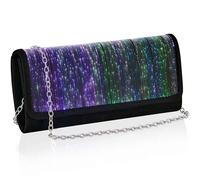 Larcenciel LED Women's Clutches, 7 Colours Light Up Purse w/Chain, Long-Lasting Rechargeable Evening Handbag, Elegant Black Shoulder Bag Glow Crossbody Bag for Party, Wedding, Night Out, 21x9x4 CM