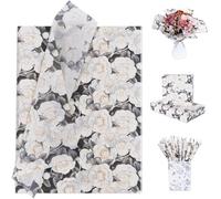 Larcenciel Tissue Paper for Wrapping Gifts, 60 Pcs Camellia Tissue Paper for Gift Bags, Matte Black White Art Bouquet Gift Wrap for Birthday, Holiday, Wedding, Christmas, DIY Crafts, 50×35CM