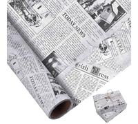 Larcenciel Tissue Paper Roll 10m×43cm, Vintage Newspaper Tissue Paper for Wrapping Gift & Packaging, Newsprint Flower Wrapping Sheets, Patterned Gift Wrap for Birthday, Wedding, Anniversary, Craft