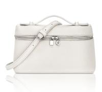 Larcenciel White Crossbody Bags for Women, Top-Handle Leather Handbag w/Detachable Strap & Zip, Elegant Kelly Shoulder Bag Designer Clutch Purse for Everyday Work Wedding Going Out, Gifts, 20x12x6CM