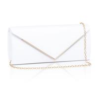 Larcenciel Women's Clutches, Leather White Clutch Bag w/Detachable Chain, Elegant Envelope Prom Handbag for Women, Elegant Minimalist Crossbody Shoulder Bag for Party, Prom, Wedding, Dinner, Club