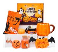 Larchio Boo Basket Stuffers for Women Teen Girls, Halloween Gifts for Teens Adult with Pumpkin Mug Halloween Socks and Self Spa Gift for Family Friends