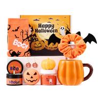 Larchio Boo Basket Stuffers for Women Teen Girls, Halloween Gifts for Teens Adult with Pumpkin Mug Halloween Socks and Self Spa Gift for Family Friends