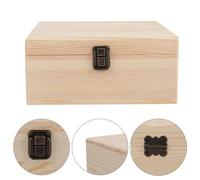 Larde-22.5X22.5X10Cm Wooden Memory Keepsake Storage Box With Lid-Clasp Natural Decorative Wood Holder