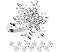 LARDUX 12 PCS Napkin Rings - Christmas Napkin Holder Silver Snowflake Napkin Buckle with Rhinestone for Xmas Holiday Thanksgiving Banquet Party Wedding Dinner Table Decoration