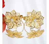 LARDUX 12 PCS Napkin Rings-Hollow Out Floral Exquisite Alloy Napkin Ring Holders for Wedding Christmas Thanksgiving Holiday Banquet Dinner Table Serviette Buckles Decor Favor-Gold