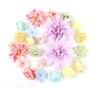 LARDUX 24 PCS Artificial Flower Heads-Craft Fake flower Decoration Mini Silk colourful Flower Heads Bulk Mix for DIY Wedding Party Hair Accessory Scrapbooking Home Decor